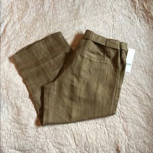 brown linen crop pants Coldwater Creek NWT